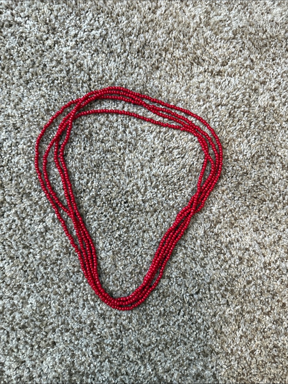 Multi-Strand Red Glass Bead Necklace - Women's Jewelry